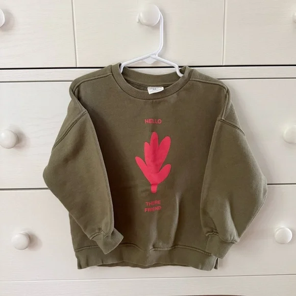 Zara Olive Green Sweatshirt - Picture 1 of 3